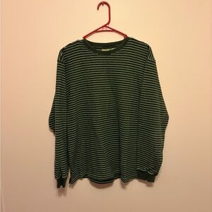 Vintage L.L. Bean Striped Green and White Long Sleeve